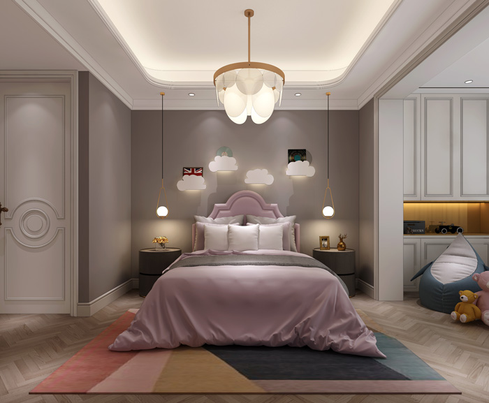 卧室4-新中式装修效果图-别墅装修案例